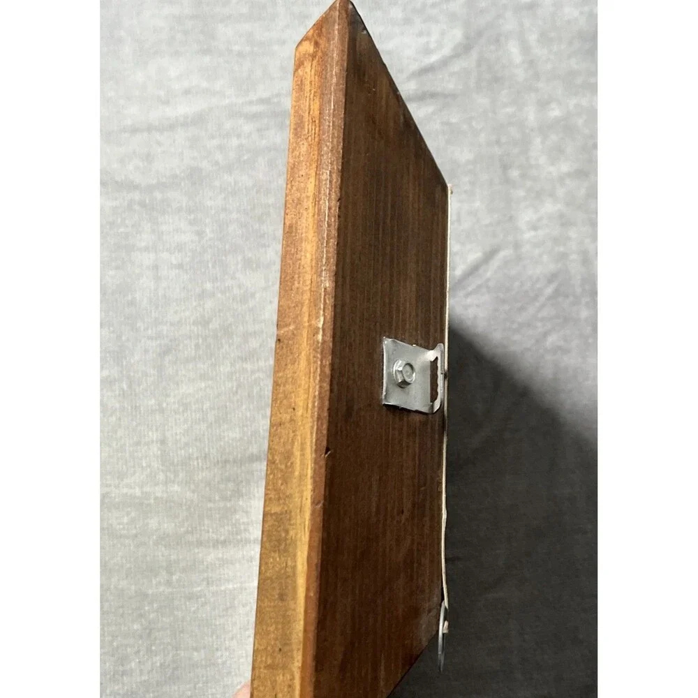 Vintage Rustic Carved Wood Square Accent Mirror Ornate 8.5 x 8.5